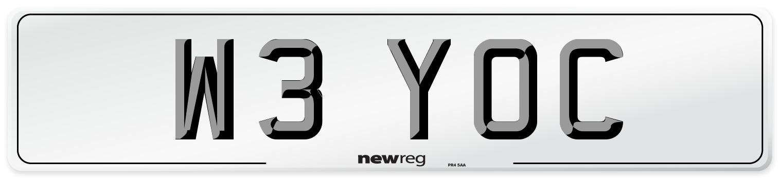 W3 YOC Number Plate from New Reg